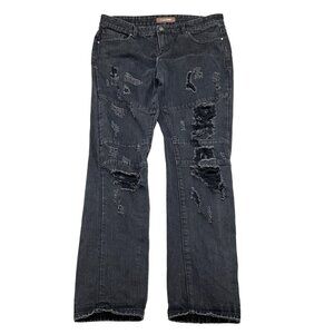 Crysp Jeans Men 38W x 33L‎ Black Distressed Destroyed Denim Straight Mid Rise